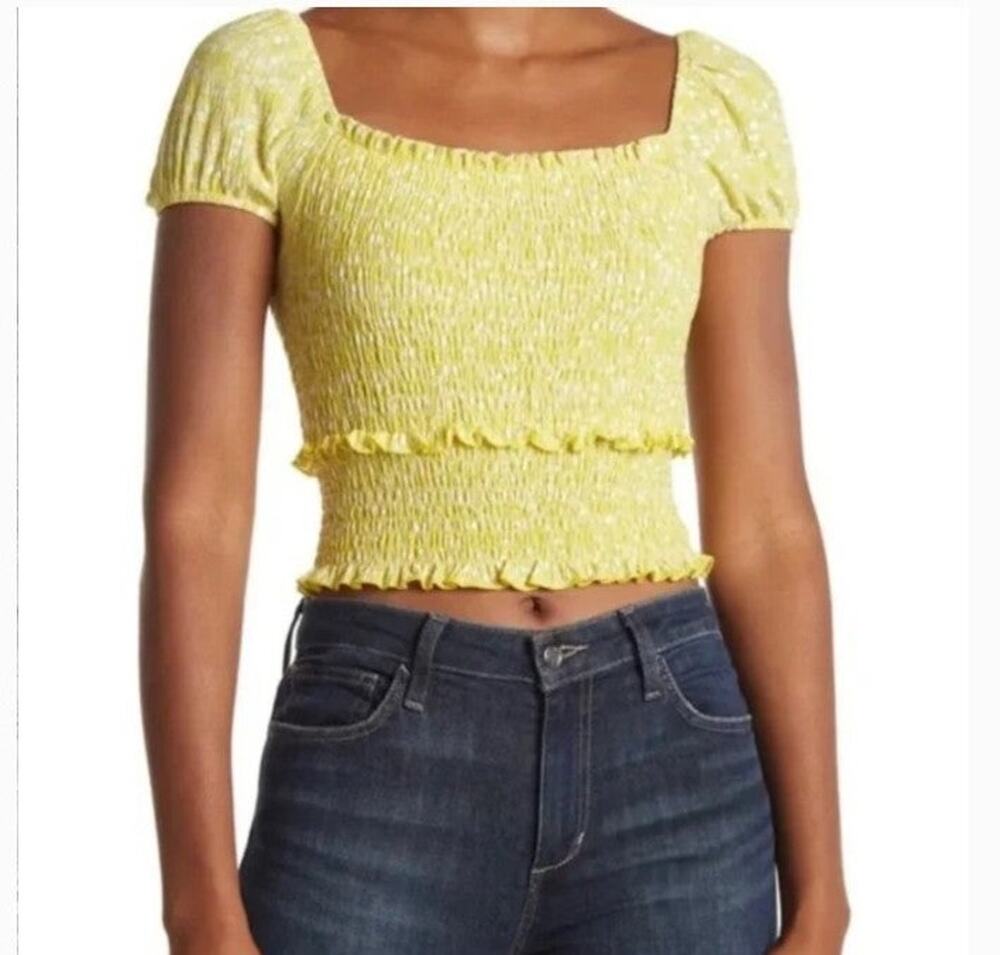 NWT Lush Printed Smocked Tiered Crop Top size L